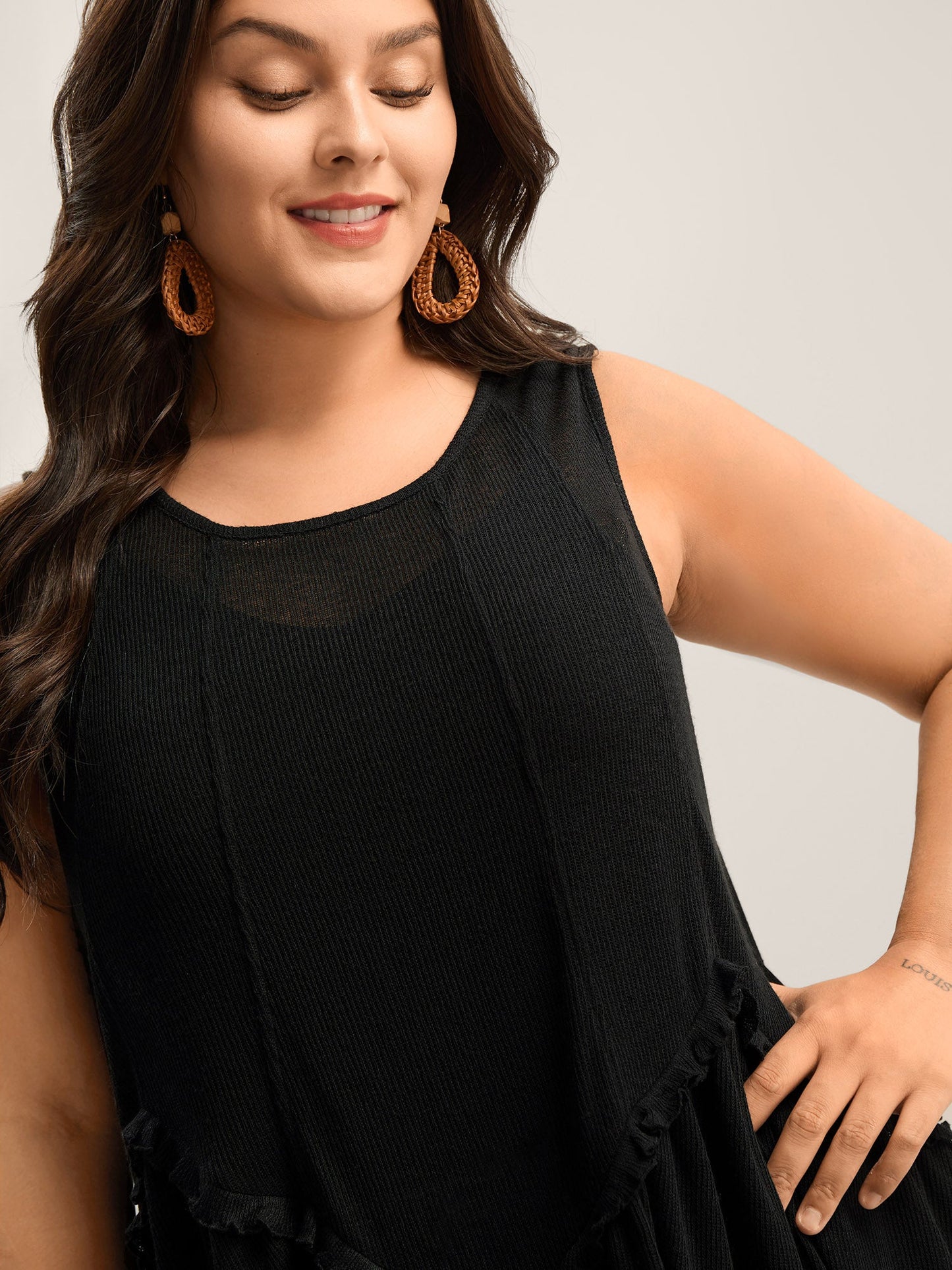 Heather Stretchy Sheer High Low Hem Top