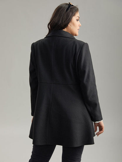 Lapel Collar Metal Detail Zipper Pocket Coat