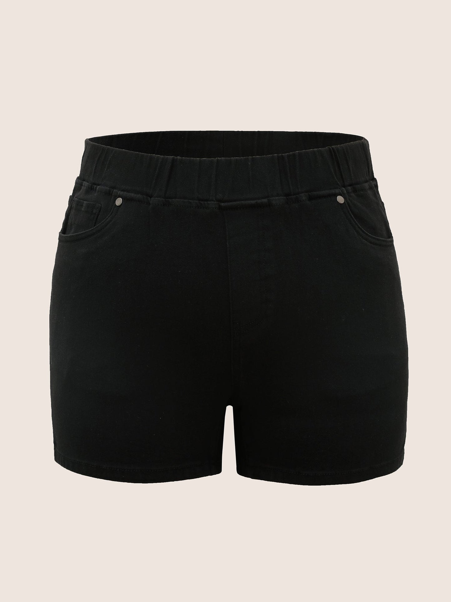 Black Wash Slit Hem Slim Denim Shorts