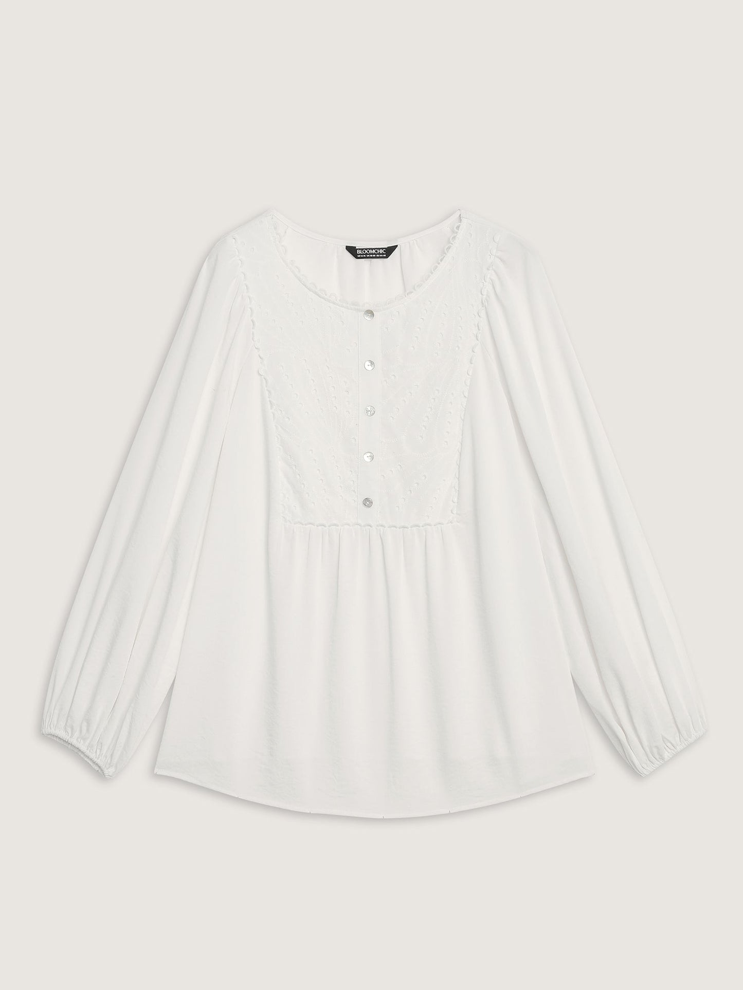 Lace Trim Button Decor Blouse