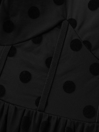 Polka Dots Structured Corset Detail Midi Dress