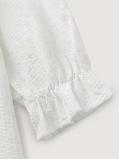 Textured Doll-Collar Button Detail Blouse