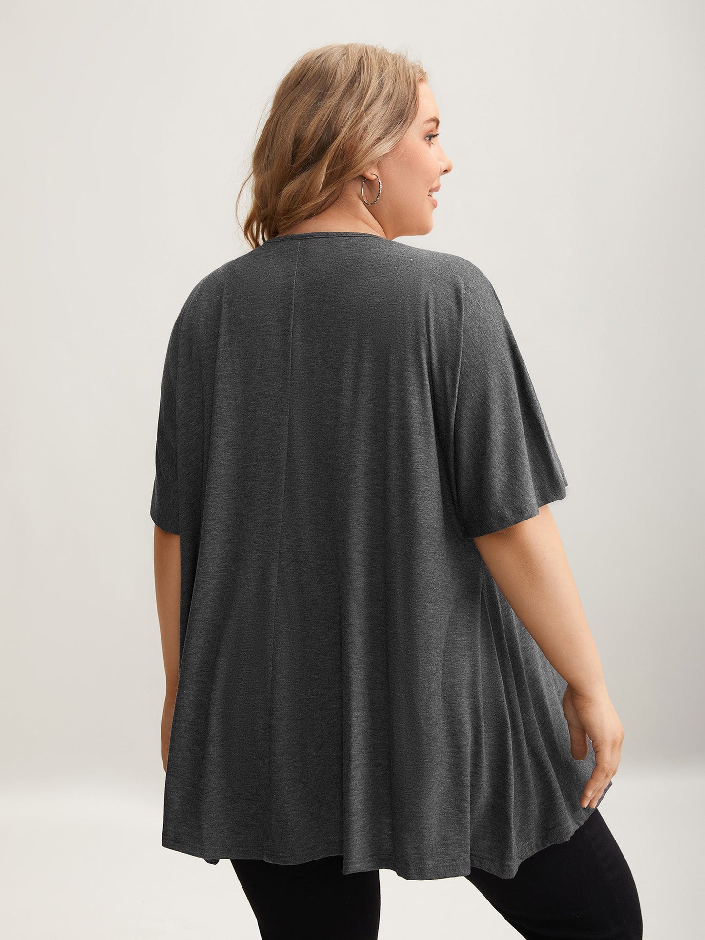 Flared Sleeve Open-Front Kimono Cardigan