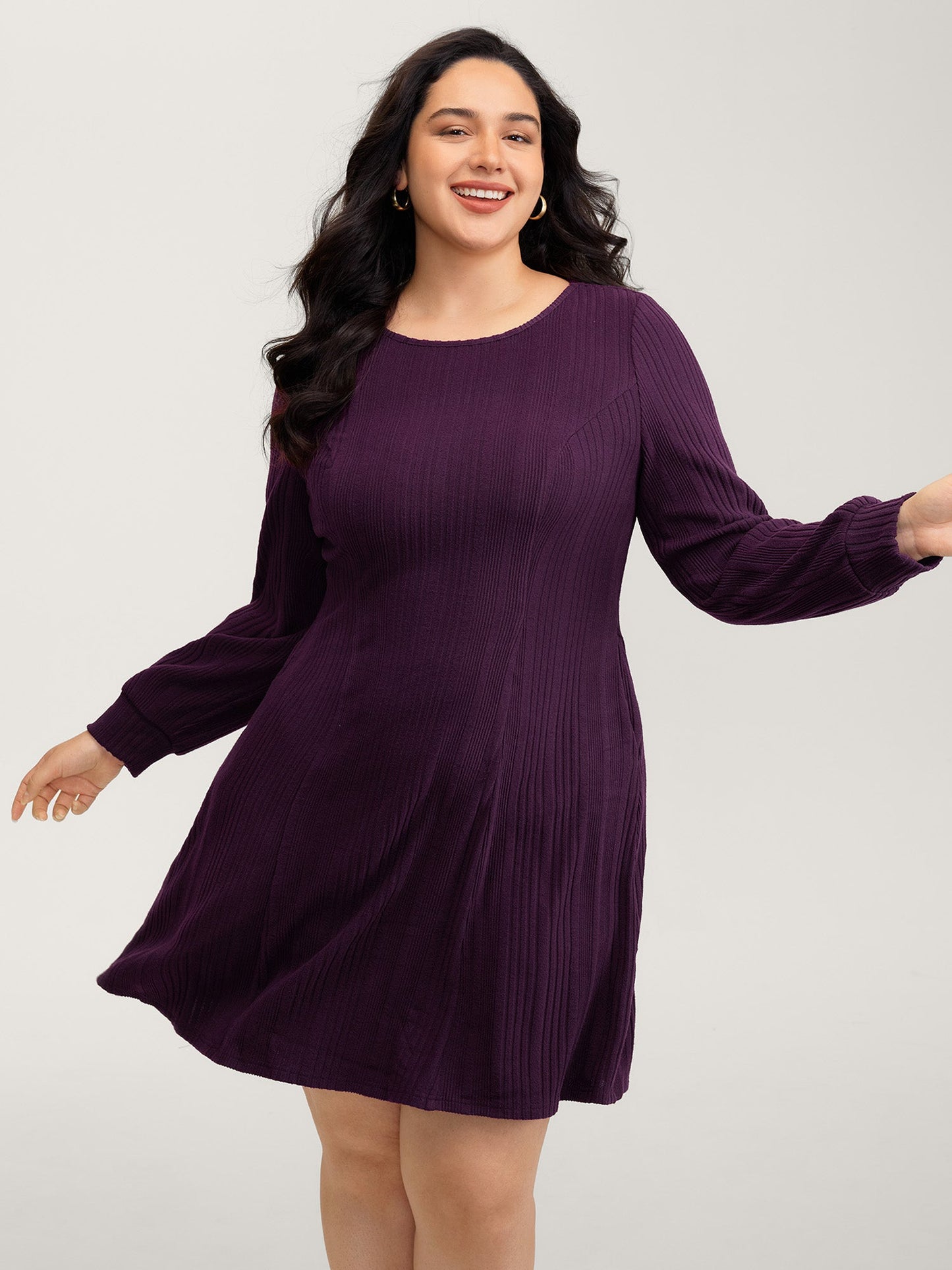 Cut-Out Embroidery Ribbed A-Line Mini Dress