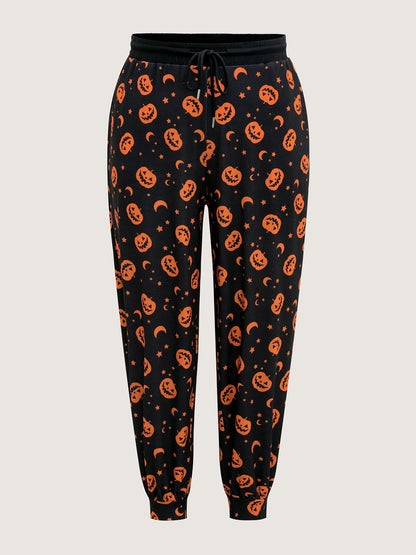 Pumpkin Halloween Drawstring Jogger Pants