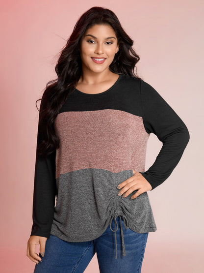 Colorblock Side Drawstring T-Shirt