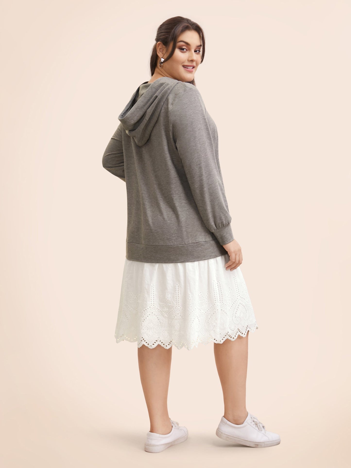 Contrast Patchwork Hooded Sweatshirt Dress