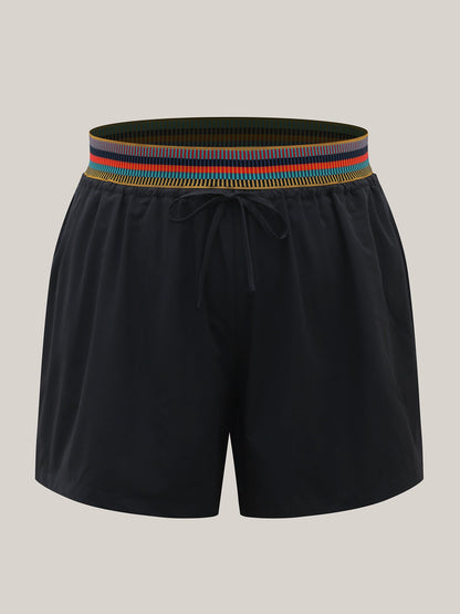 Colorful Thread Waist Wide-Leg Shorts