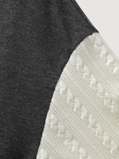 Textured Contrast Drop Shoulder Sweatshirt
