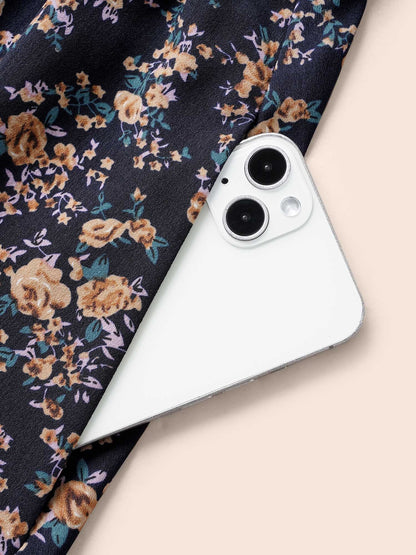 Notched Collar Floral Patchwork Belted Dress