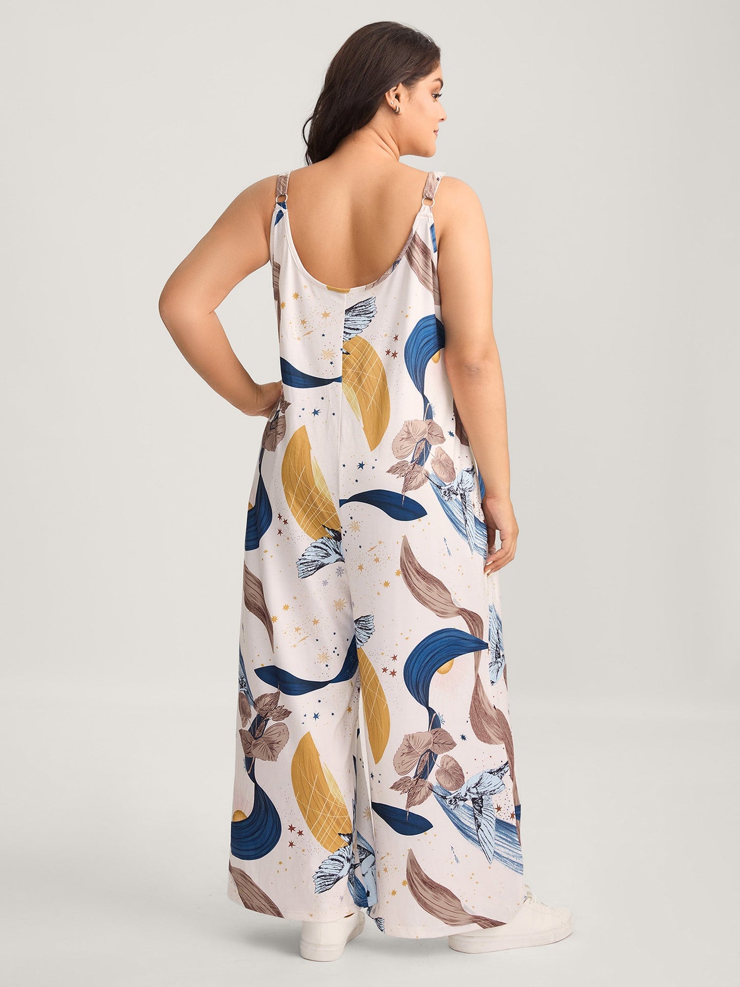 Star And Moon Print Wide-Leg Jumpsuit