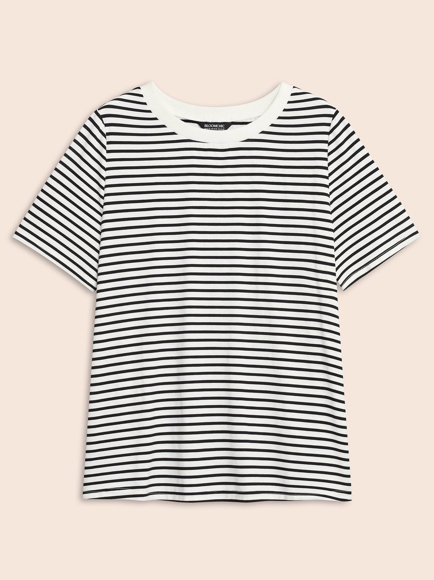 Striped Crew Neck Rib Knit T-shirt