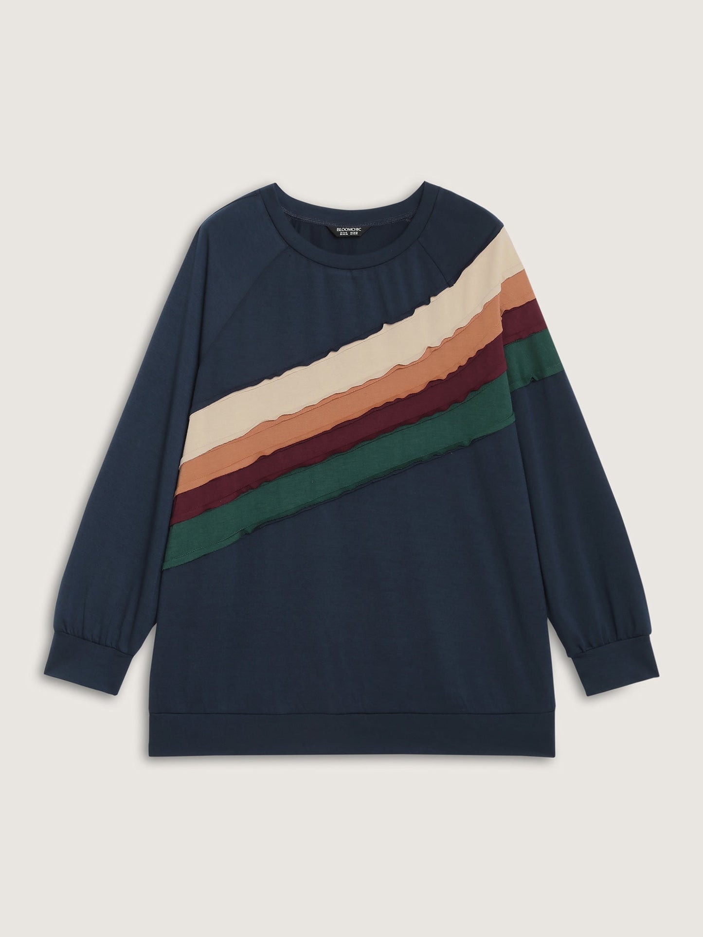 Rainbow Stripe Pleated Texture Sweatshirt