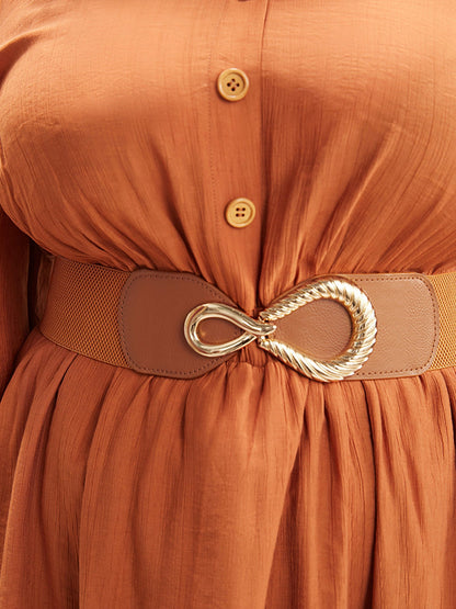 Metal Buckle Wide-Strap Belt