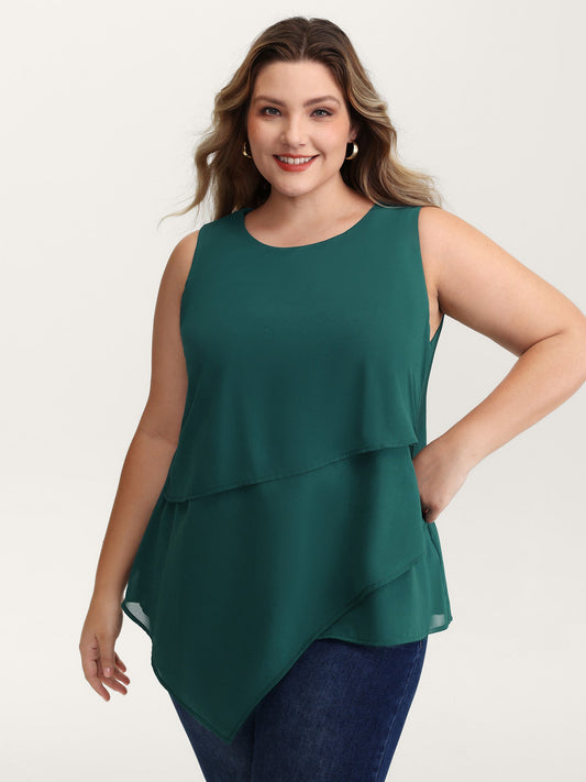 Layered Round Neck Tummy-Friendly Tank Top