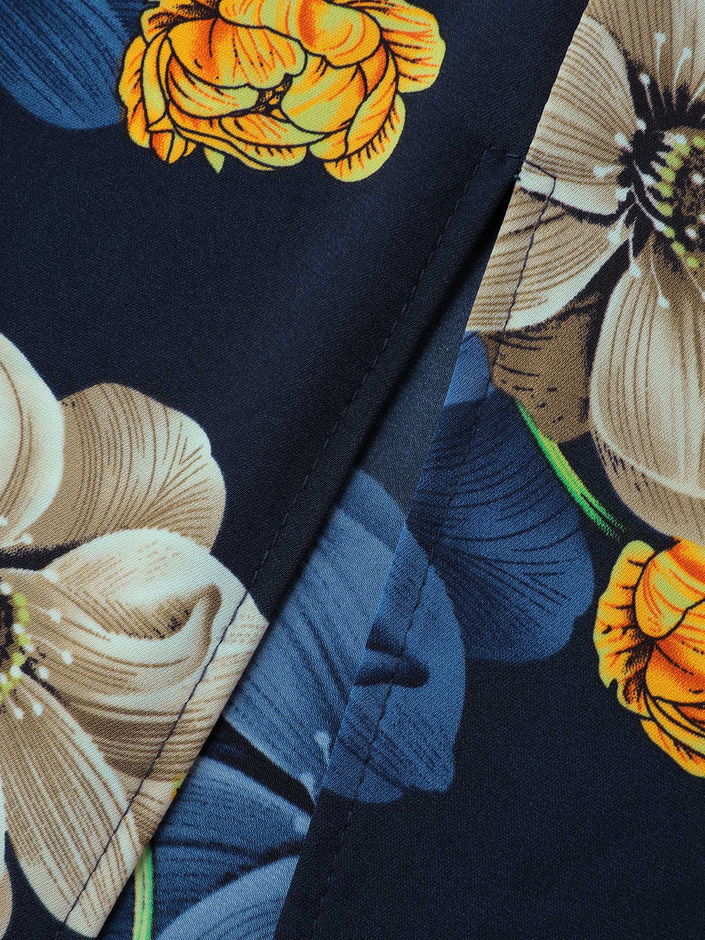 Floral Print Triangular Waist Cinched Midi Dress