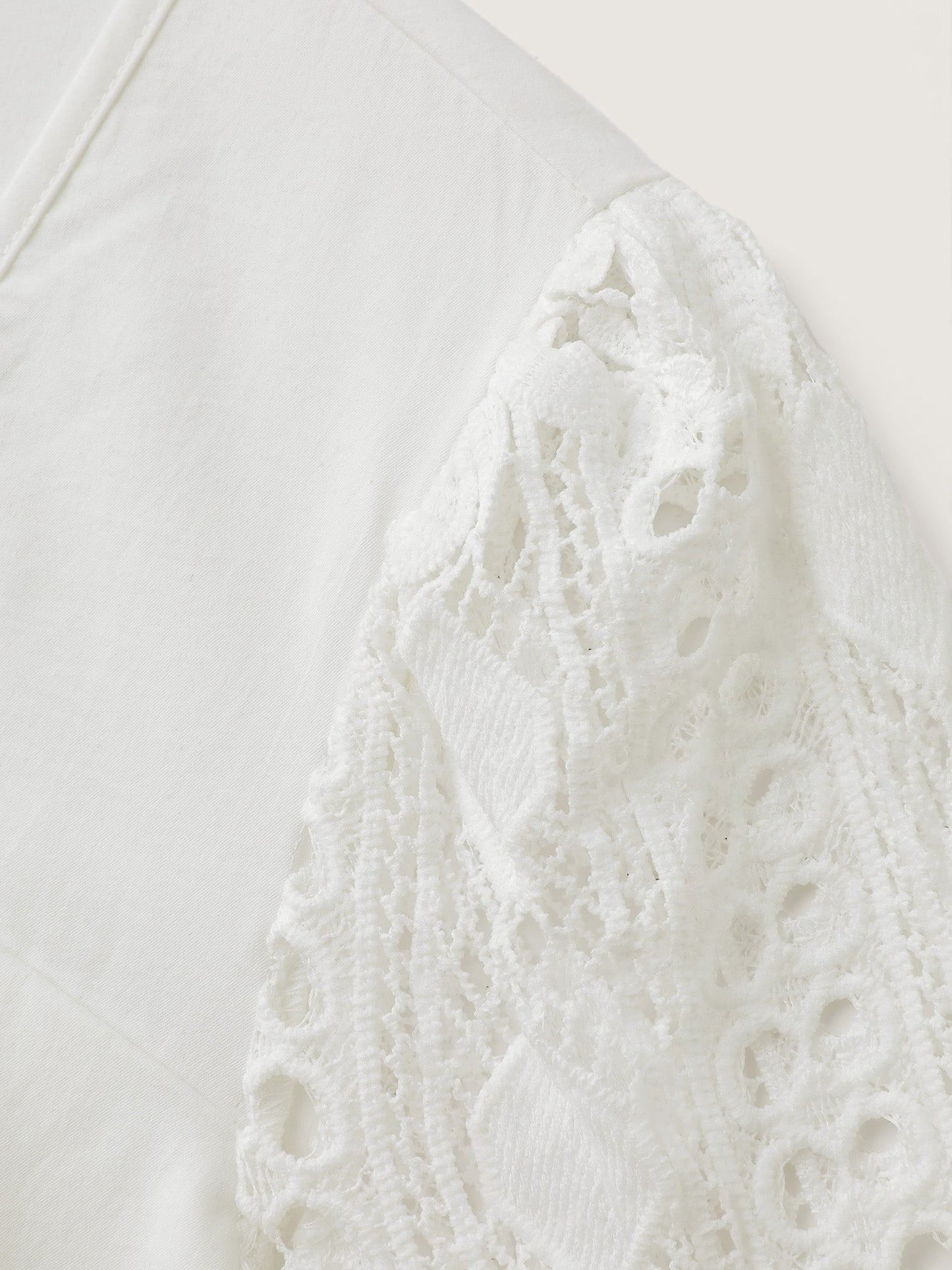 Sheer Lace Sleeve Asymmetrical Neckline Blouse