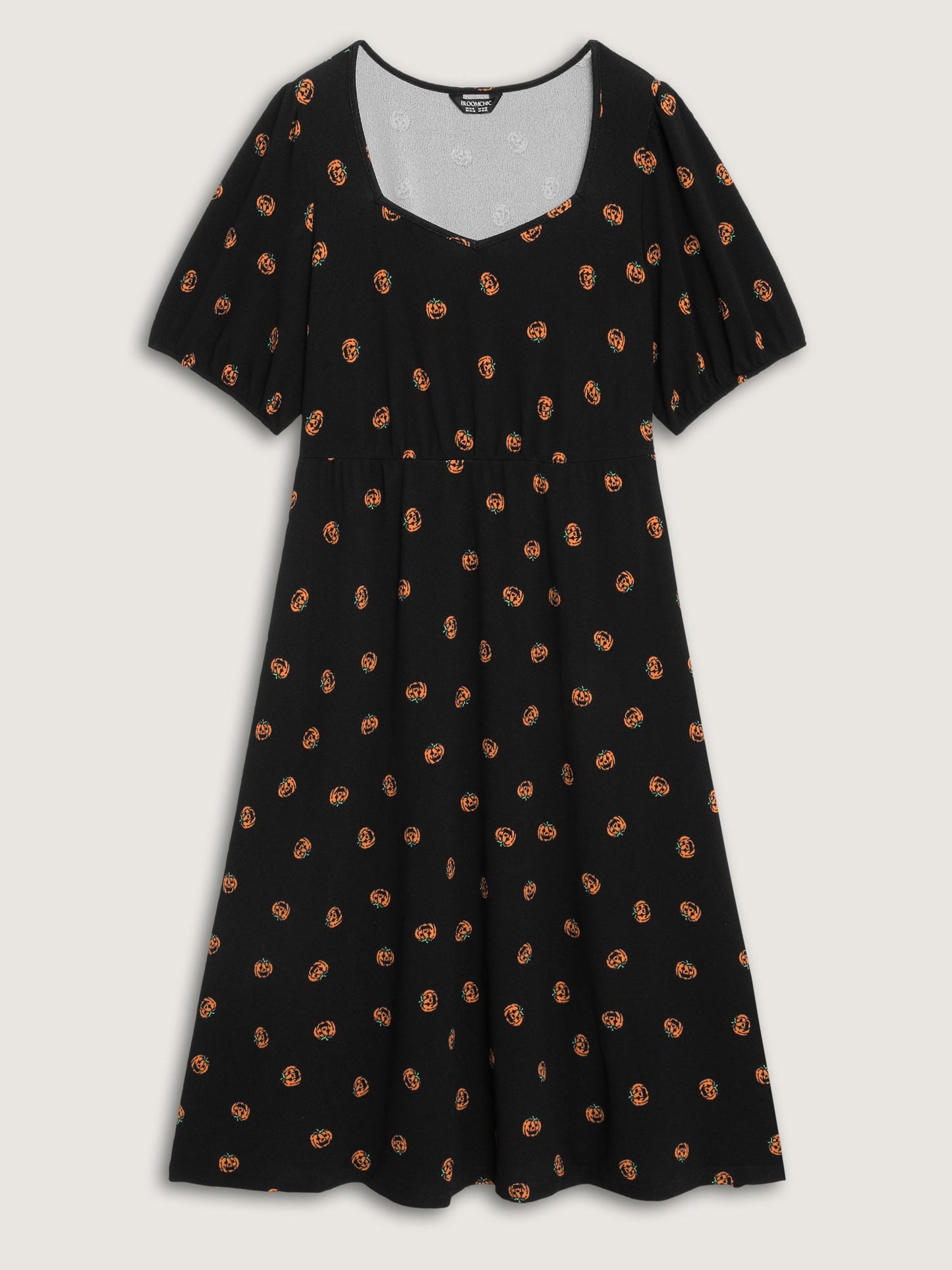 Micro Pumpkin Print Stretchy Midi Dress