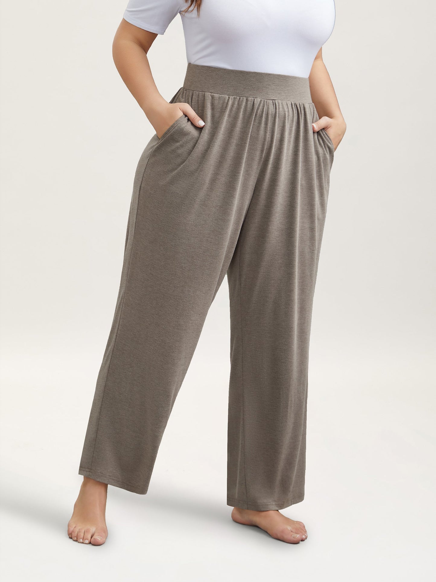 Stretchy Waist Straight-Leg Lounge Bottoms