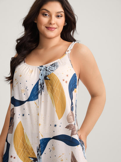 Star And Moon Print Wide-Leg Jumpsuit