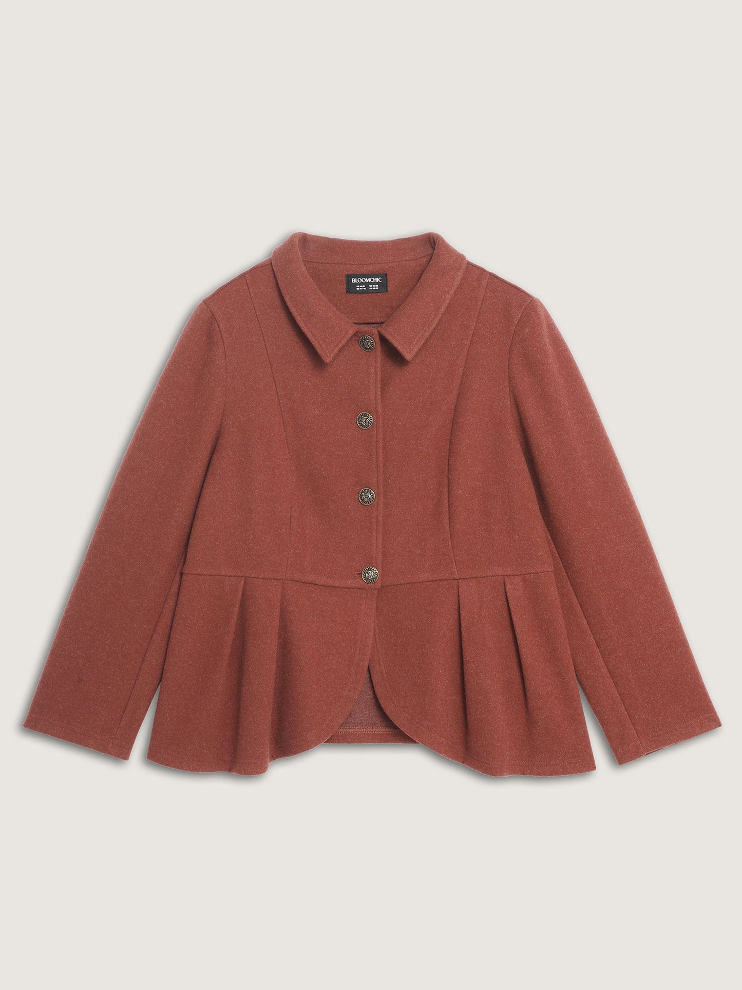 Pleated Curvy Hem Button Blazer
