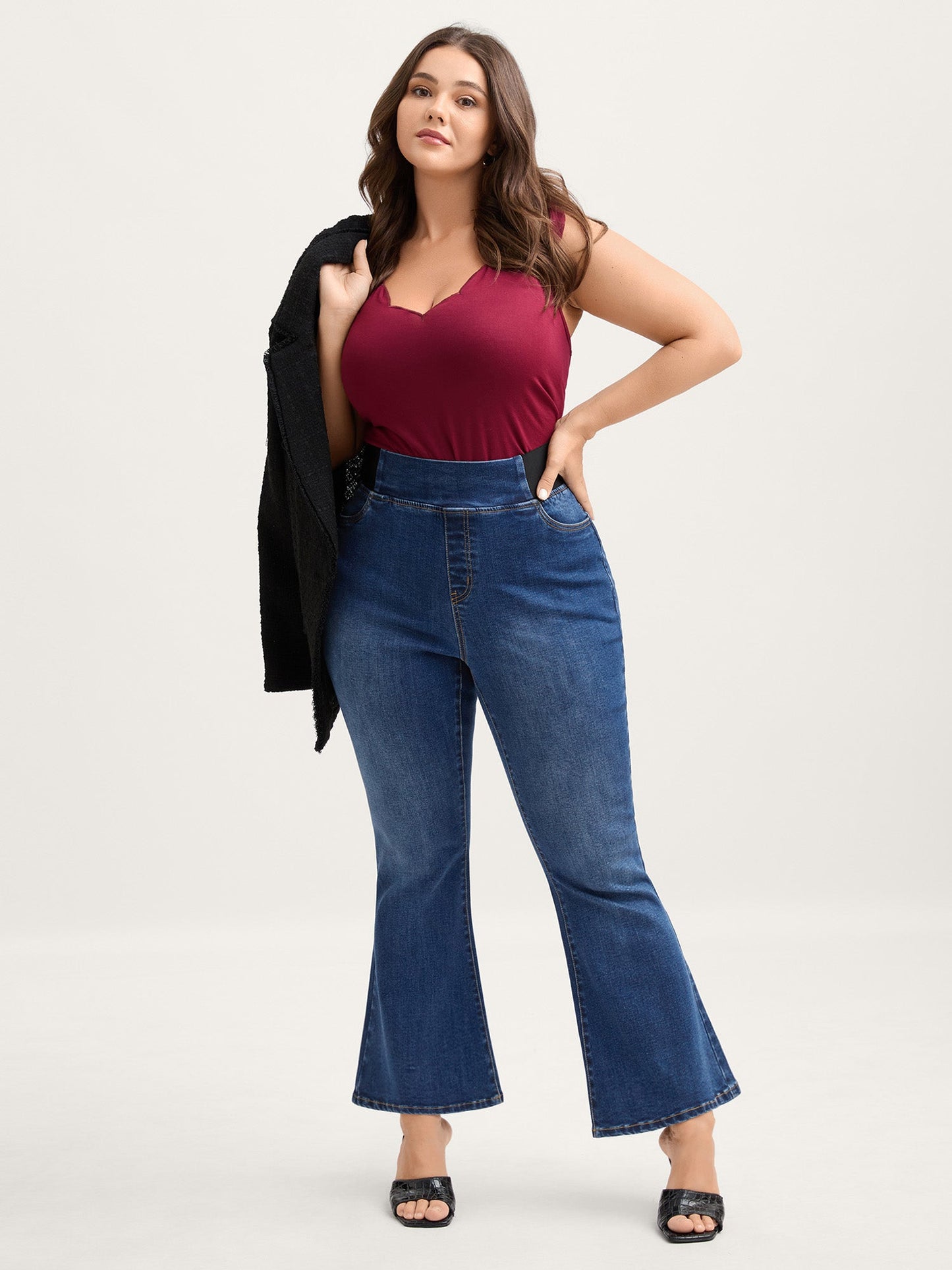 Tapered Stretchy Waist Bootcut Jeans
