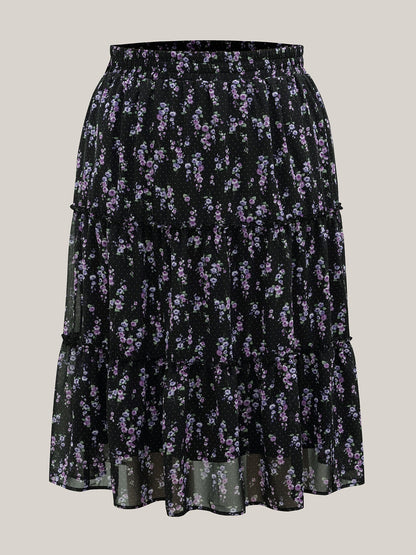 Flirty Floral Pleated Sheer Midi Skirt
