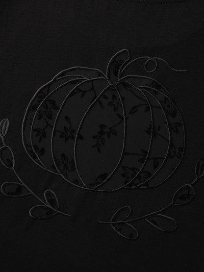 Pumpkin Sheer Cutwork Embroidery T-Shirt