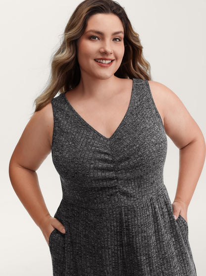 Heather Stretchy Waistband Ruched Jumpsuit
