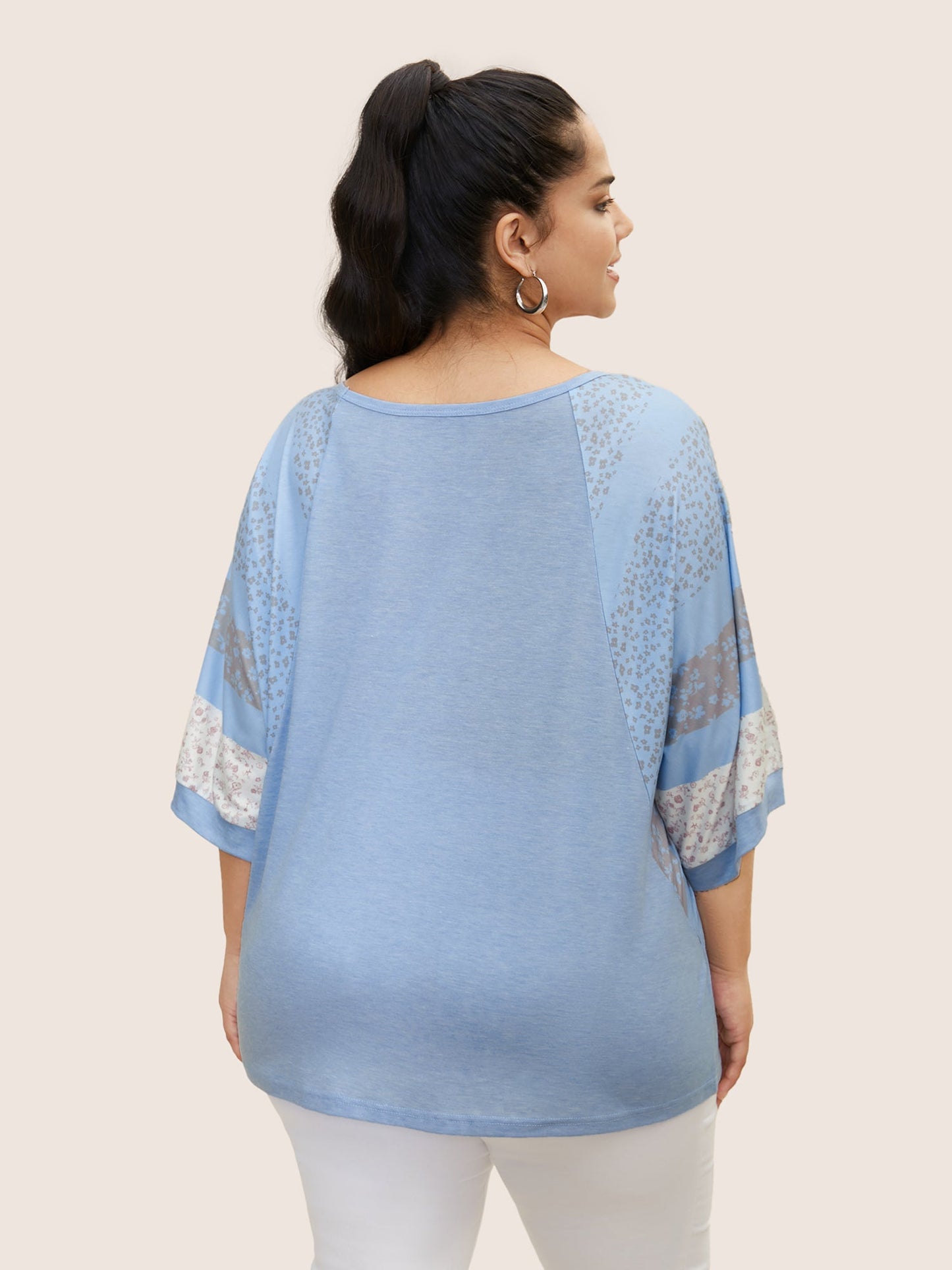 Bandana Print Patchwork Raglan Sleeve T-shirt
