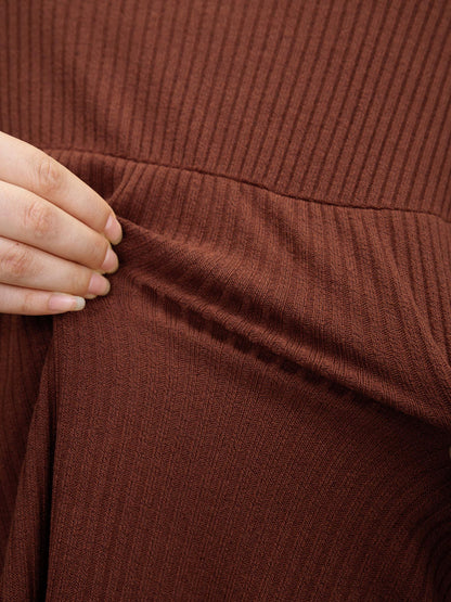 Heather Ribbed Stretchy Metal Buckle Maxi Dress