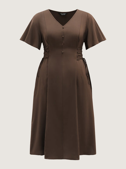 Cross-Tie Button Detail Maxi Dress