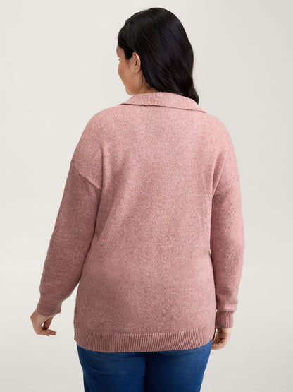 Heather Ribbed Hem Solid Pullover