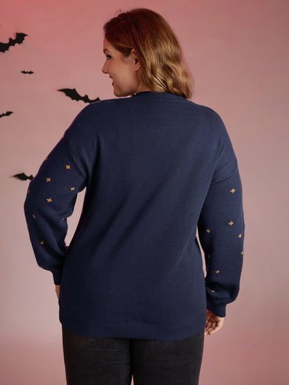 Supersoft Cat Night Print Crewneck Pullover