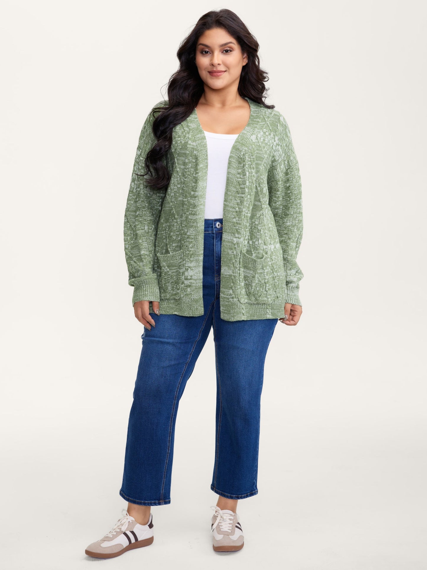 Cable Knit Textured Pockets Knit Cardigan
