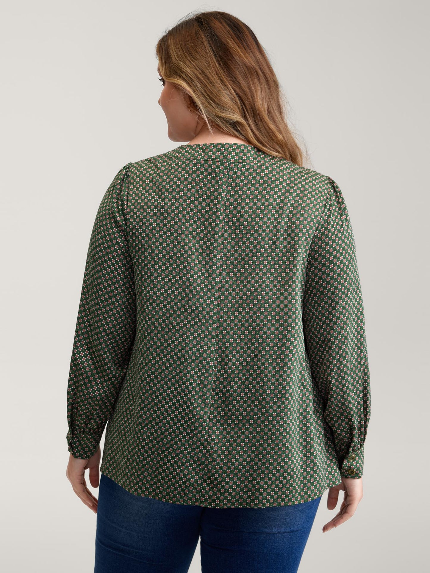 Geometric Print Bow-Tie Neckline Blouse
