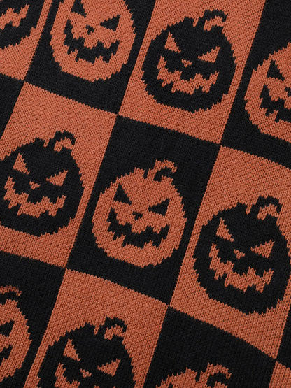 Creepy Pumpkins Jacquard Blended Yarn Pullover