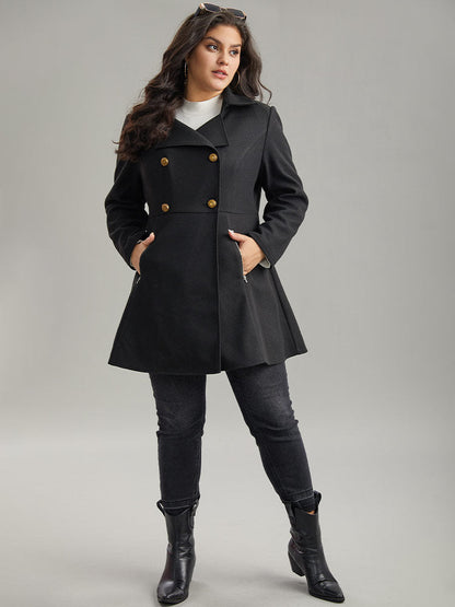 Lapel Collar Metal Detail Zipper Pocket Coat