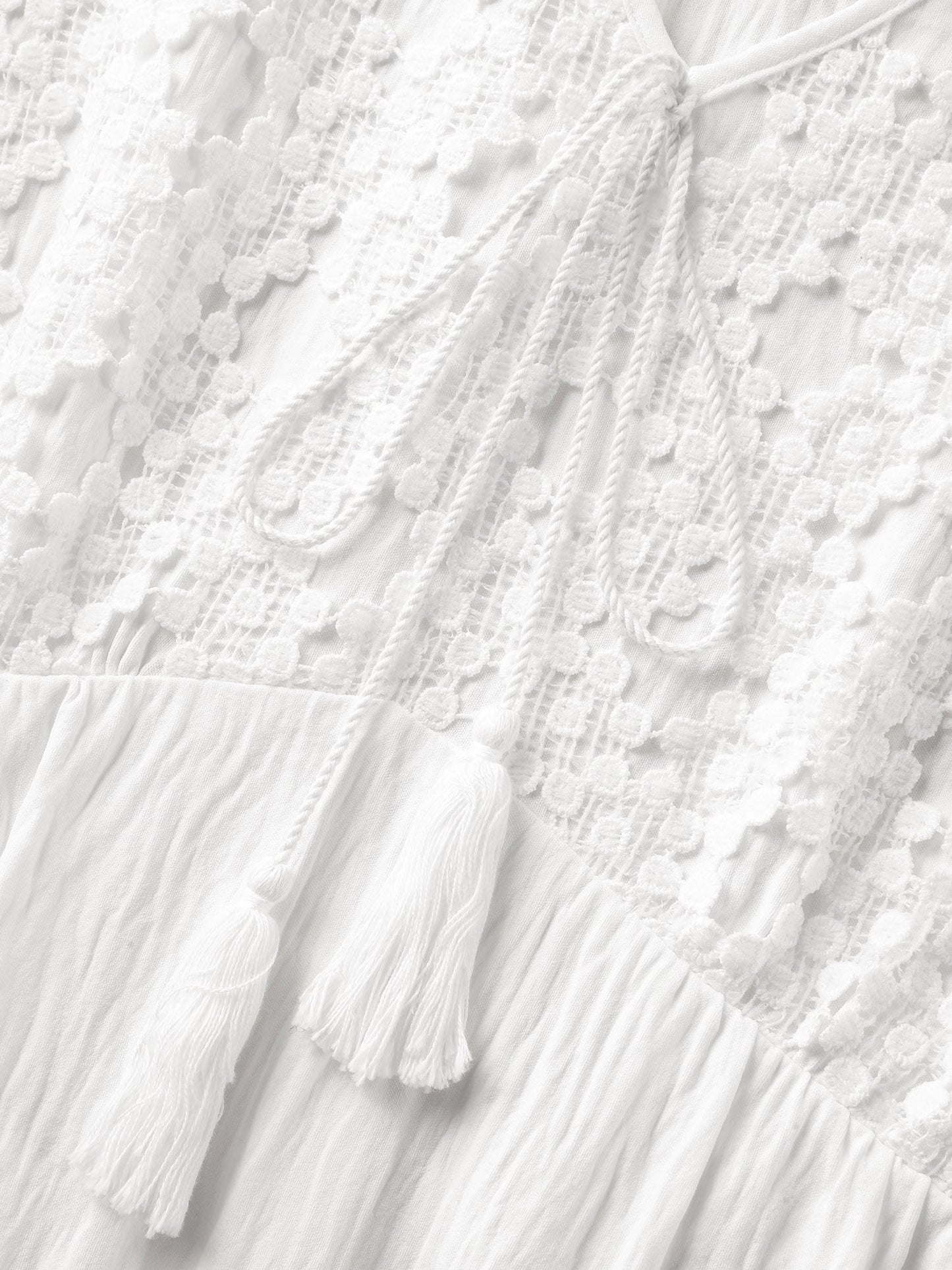 Sheer Lace Sleeve Pockets Flowy Midi Dress