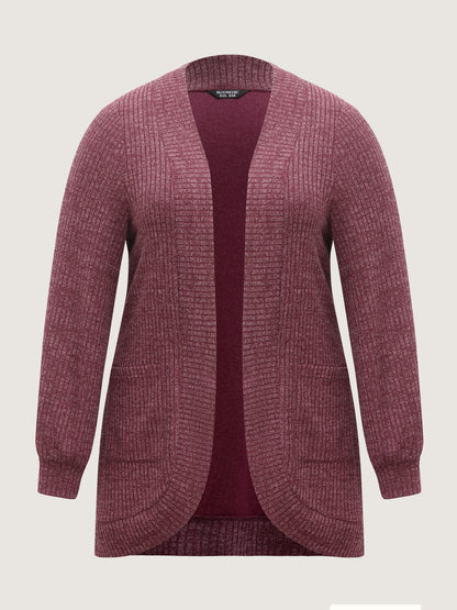 Heather Stretchy Textured Pockets Cardigan