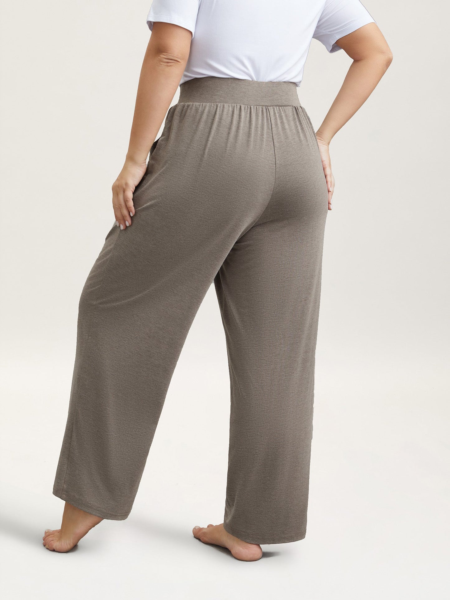 Stretchy Waist Straight-Leg Lounge Bottoms