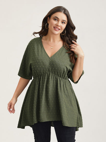 Textured Hi-Low Hem Pockets Shirt