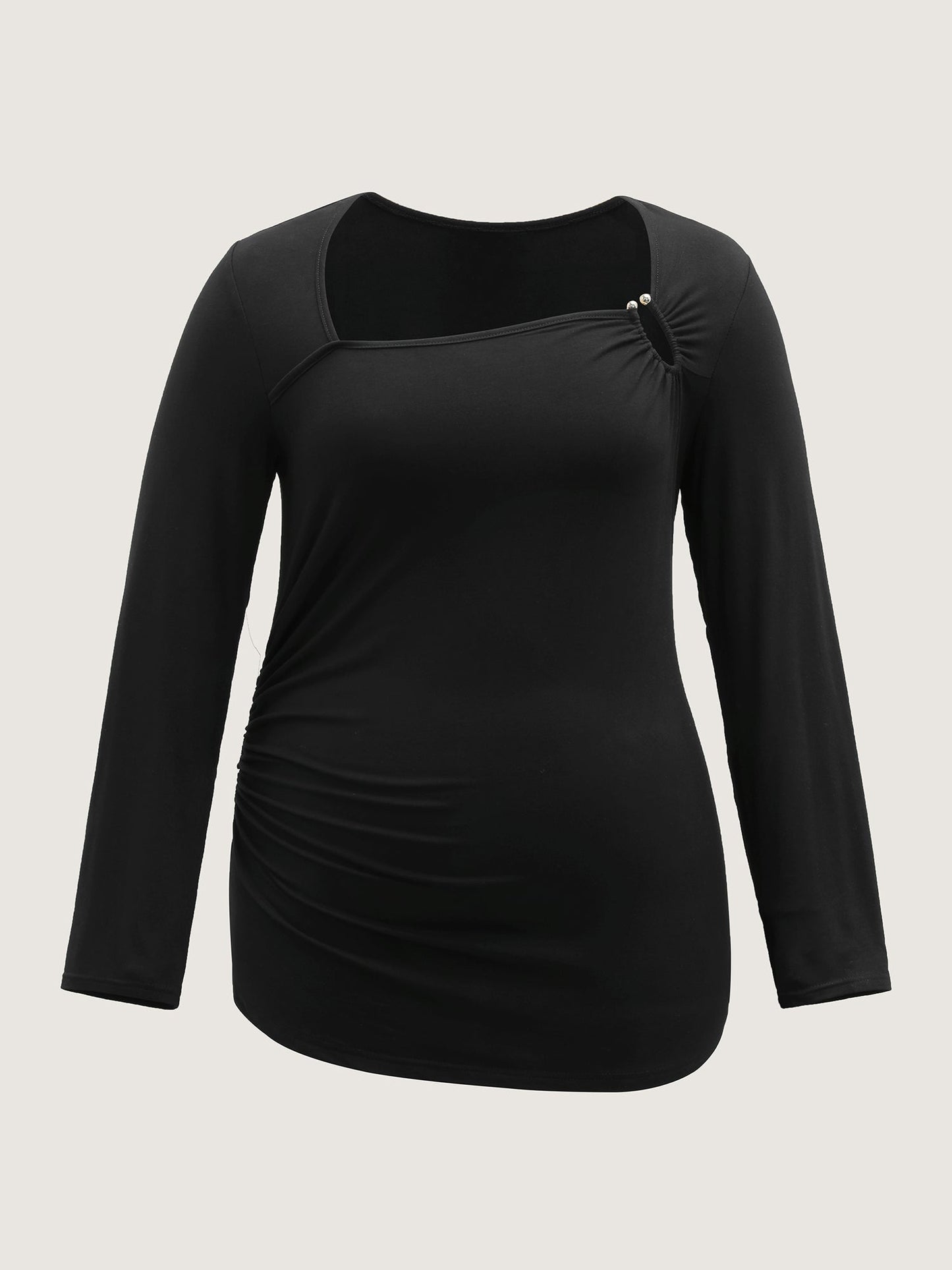 Stretchy Fitted Cut-Out Solid T-Shirt