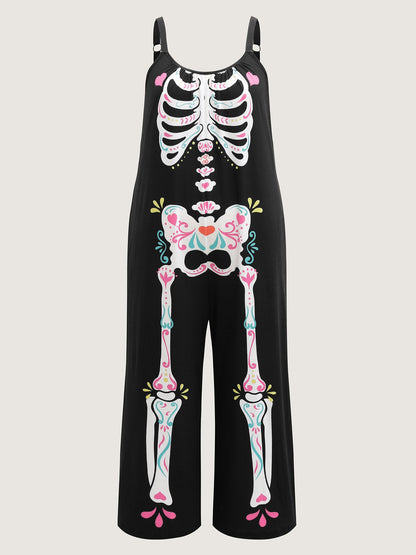 Cool Skeleton Print Stretchy Lounge Jumpsuit