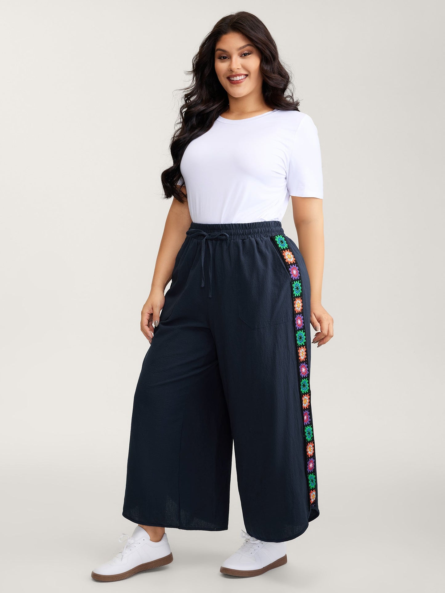 Waist Drawstring Wide-Leg Pants