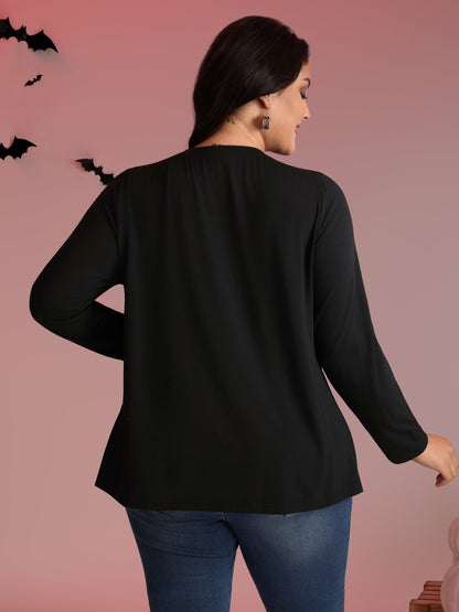 Pumpkin Sequins Crewneck Knit Top