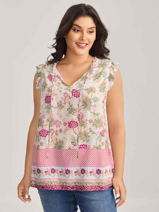 Dreamy Floral Neck Tie Tank Top