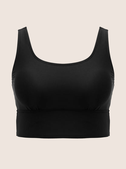 Solid Square Neck Adjustable Straps Swim Top