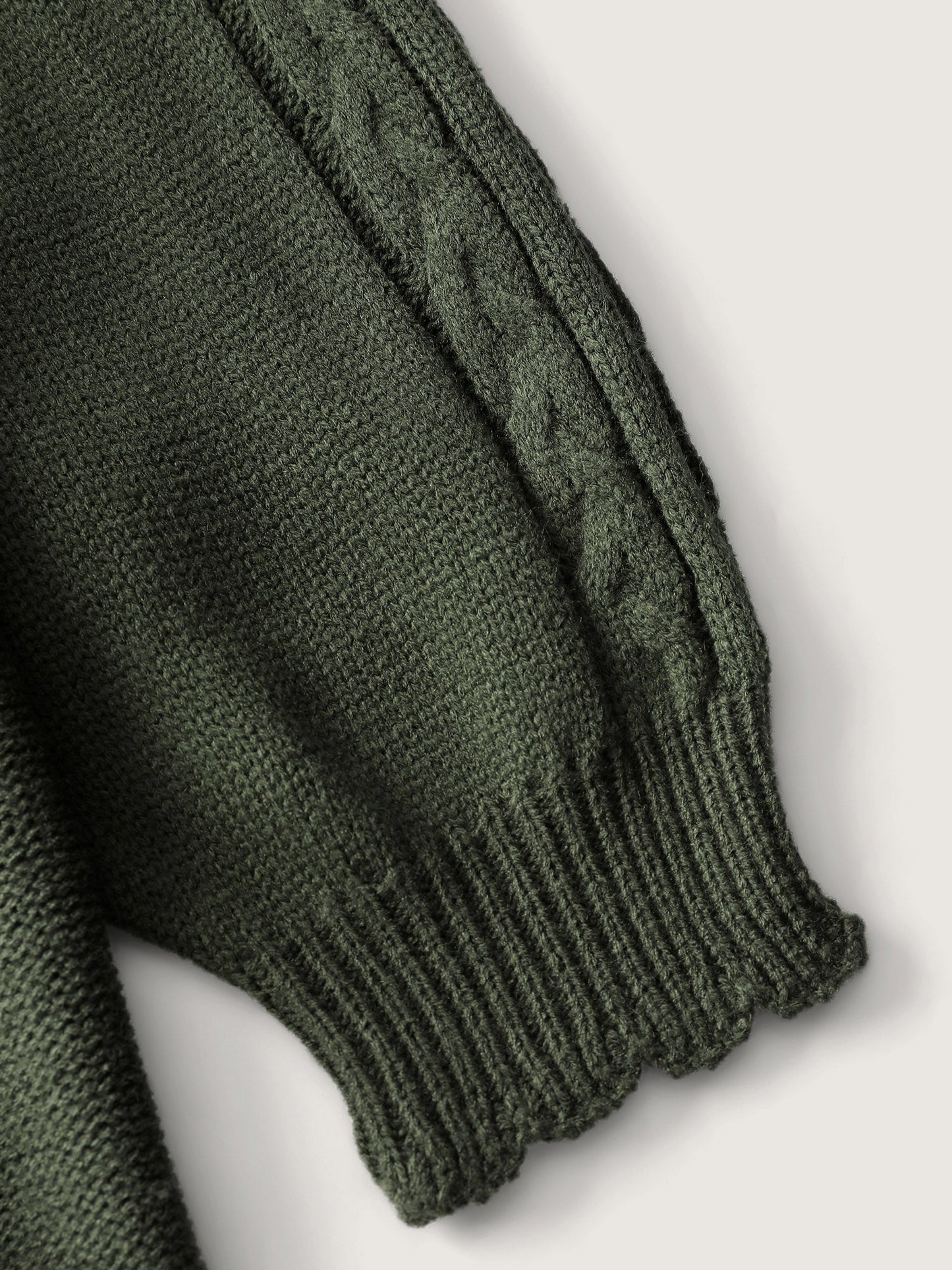 CableKnit Balloon Sleeve V-Neck Pullover