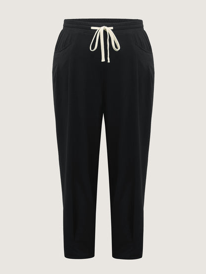 Drawstring Waist Straight-Leg Pants